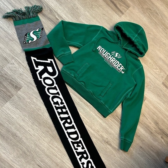Youth Hoodie Sweatshirt and Scarf Set For Saskatchewan Roughriders Fans - Picture 2 of 15